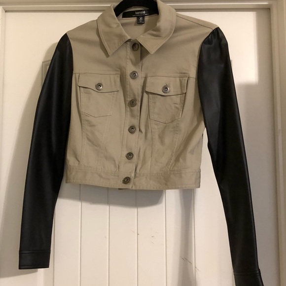 Kensie Jackets & Blazers - (NWOT) Kensie Crop Jacket W/ Faux Leather Sleeves